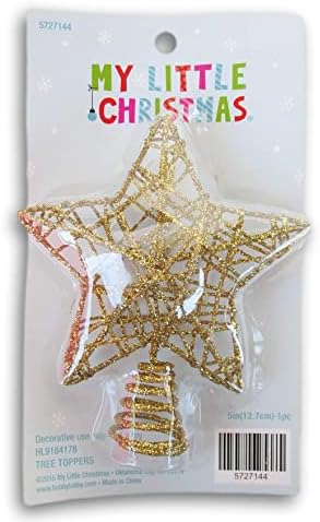 Gold Glitter Wire Star Mini Tree Topper - 5 Inch by My+Little+Christmas