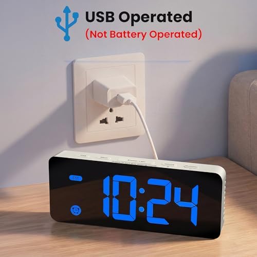 Small Digital Alarm Clock for Kids with Dimmable Backlight Volume Blue - Image 4