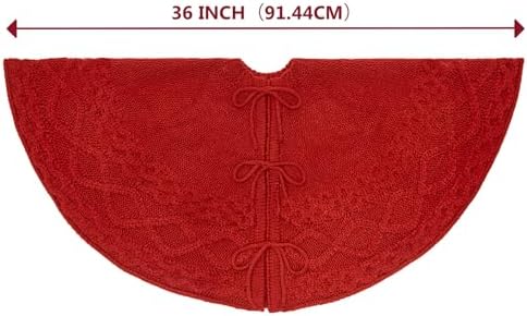 36 Inch Red Knitted Christmas Tree Skirt - Image 7