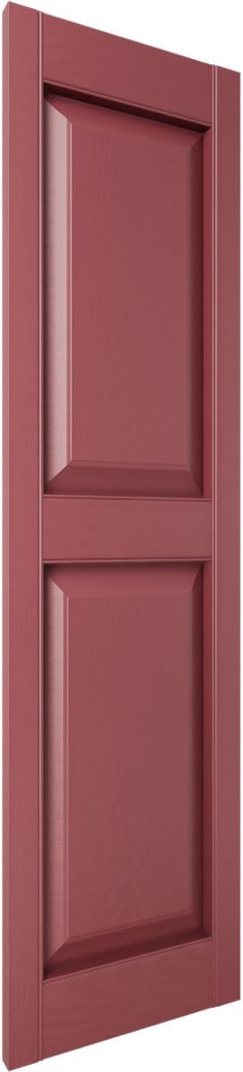Ekena Millwork Lifetime Vinyl LP2S12X06300WN Standard Two Equal Panel Vinyls, Raised Panel Vinyl Shutters, w/Installation Shutter-Lok's & Matching Screws (Per Pair), 12"W x 63"H, Wineberry