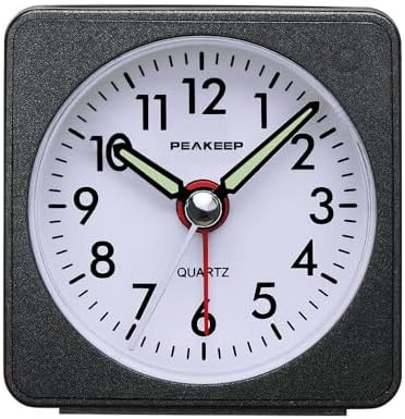 Peakeep Ultra Small, Battery Travel Alarm Clock with Snooze and Light by PEAKEEP
