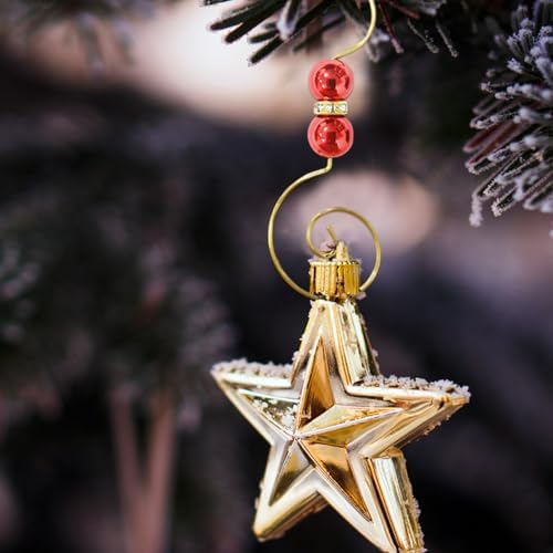 20 Pcs Ornament Hooks Metal Christmas Tree Red Green Ball Rhinestone S-Shaped Hangers Swirl Holiday Decorations - Image 2