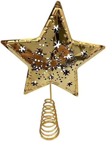 PEPPERLONELY 5.5" L x 3.5" W Miniature Star Tree Topper Christmas Decorations (Gold-Metal-Snowflakes) by PEPPERLONELY