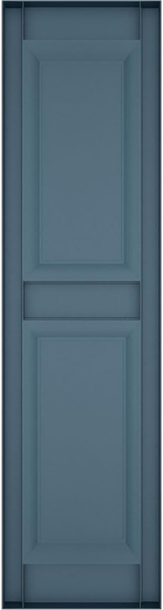 Ekena Millwork Lifetime Vinyl LP2S12X05100CB Standard Two Equal Panel Vinyls, Raised Panel Vinyl Shutters, w/Installation Shutter-Lok's & Matching Screws (Per Pair), 12"W x 51"H, Classic Blue