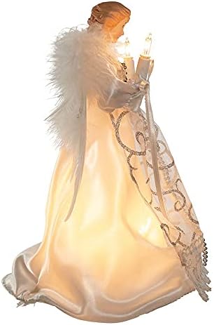 Kurt Adler UL 10-Light Angel Treetop, 8.5-Inch, White/Silver - Image 4