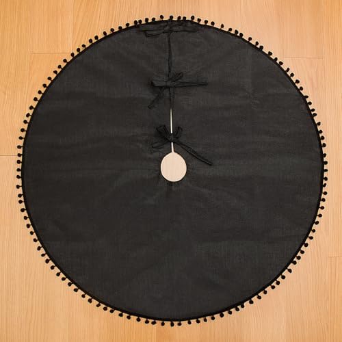 Christmas Tree Skirt Black 30 inches Tree Skirt for Christmas Decorations - Image 2