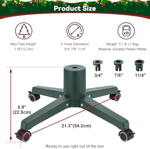 Rolling Christmas Tree Stand Base with Wheels Fits 7.5 Ft Artificial Tree - Image 3