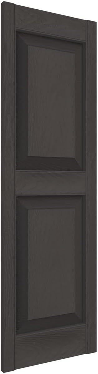 Ekena Millwork Lifetime Vinyl LP2S12X03900TG Standard Two Equal Panel Vinyls, Raised Panel Vinyl Shutters, w/Installation Shutter-Lok's & Matching Screws (Per Pair), 12'W x 39'H, Tuxedo Grey