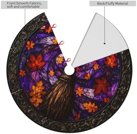 Fall Autumn Halloween Witch's Broom 30 36 48 Inch Christmas Tree Skirt Carpet Mat Funny Party Decor Supplies for Xmas Halloween Decorations Occasion - Image 3