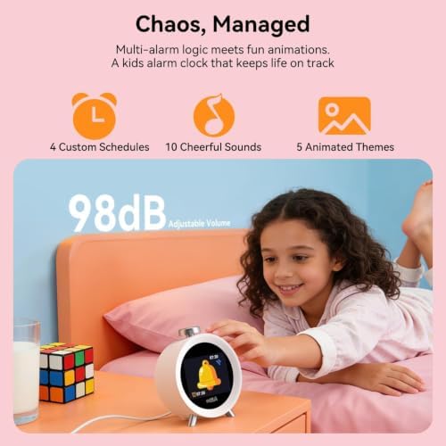 MOMILLA Alarm Clock for Heavy Sleepers Adults, Colorful Screen Temperature, Loud 7-Day Programmable 4 Alarms, Kids Alarm Clocks for Bedrooms Boys Girls, Easy to Set, Digital White Noise, Hourly Chime - Image 3
