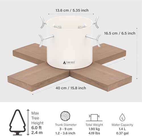 Nest Christmas Tree Stand Base for 6ft Real Tree - Modern Small Tabletop Holder Xmas Decoration Hip (White) - Image 5
