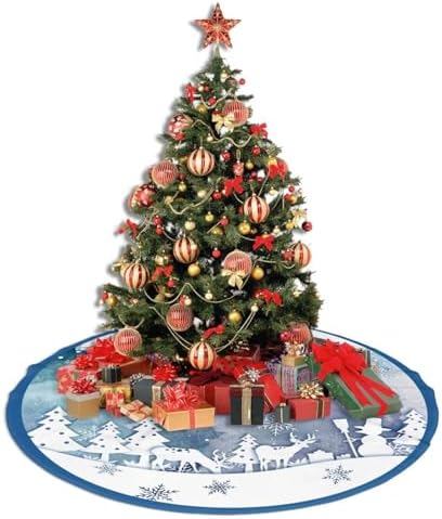 Winter Wonderland Christmas Tree Skirt 36" for Xmas Halloween New Year Holiday Party Home Tree Mat Decor Ornaments Decoration - Image 5