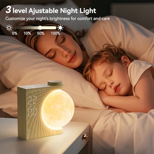 RETEYUNG Rotating Moonlight Sunrise Alarm Clock Sound Machine - Image 4
