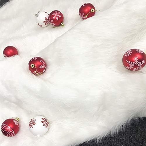 CHICHIC 48 inch Christmas Tree Skirt Faux Fur Xmas Tree Skirt Christmas Decorations Holiday Tree Ornaments Tree Decoration for Christmas Home Decorations, Xmas Party Holiday Decorations, Snow White - Image 6
