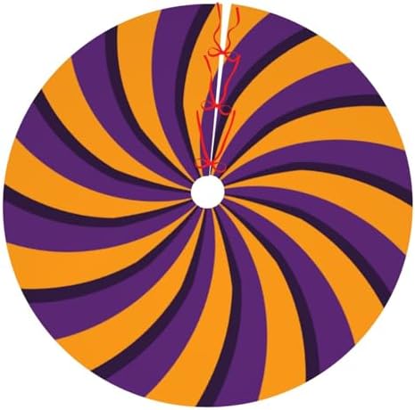 Halloween Purple Yellow Stripes 30 36 48 Inch Christmas Tree Skirt Carpet Mat Funny Party Decor Supplies for Xmas Halloween Decorations Occasion by LUMANSITTER