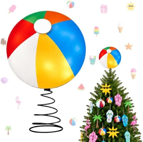 10 x 6.5 Inch Wooden Beach Ball Lighted Summer Tree Topper by Unknown
