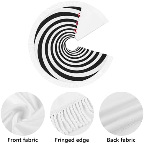 Christmas Tree Skirt 30" Inch Spiral 1 Xmas Tree Skirt Mat with White Tassel for Party Holiday, Tree Skirt Christmas Decorations - Image 6