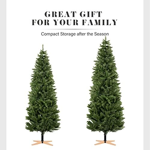 Tree Nest Artificial Christmas Tree Holiday Decoration with Wooden Stand, Green, 7.5 ft - Image 6