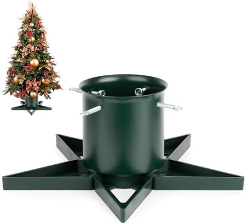 Real Christmas Tree Stand Base - Live Trees Small Christmas Tree Holder up to 6.5ft Trees for Real Xmas Trees 0.53 Gal Star+ Green by GuuG