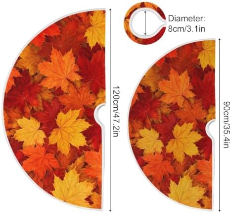 SUABO Maple Autumn Leaves Christmas Tree Skirt 48 Inch,Fall Tree Skirt Xmas Tree Floor Door Mat for Thanksgiving Party Decoration Decor Home Indoor Outdoor - Image 3