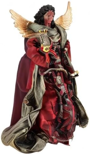 Santa's Workshop 3002 Aa Christmas Angel Tree Topper, 15" Tall, Red/Gold/Green - Image 2