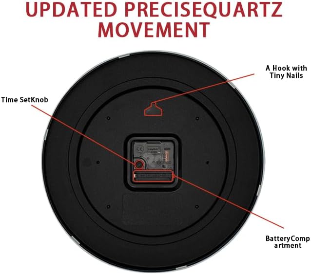 HZDHCLH Wall Clock Red,Silent Wall Clocks Battery Operated 12 Inch Modern Non Ticking Analog Clock Decorative for Kitchen Bedroom Living Room Office Classroom