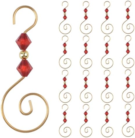 INCREWAY Christmas Ornament Hooks, 30PCS S-Shaped Hangers Hook Christmas Ornament Metal Hooks with Red Crystal Bead by ForHome