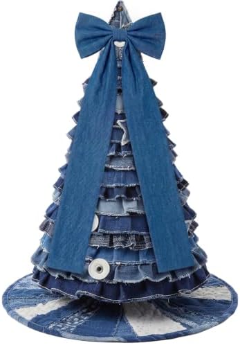 Soulchen 16 x 46 Inch Blue Denim Christmas Tree Topper Extra Large Christmas Bow Giant Coquette Bow Gift Decor for Xmas Tree Wreath Wall Birthday Wedding Holiday Party Decorations by Soulchen