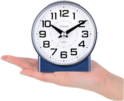 Tinload 4.3" No Ticking Analog Alarm Clock,Silent Readable for Seniors,Easy to Set,Gradual Rise Alarm,Big Numbers,On/Off Switch on Side,Gentle Wake,Snooze,Lighted on Demand,Battery Operated,Blue - Image 2