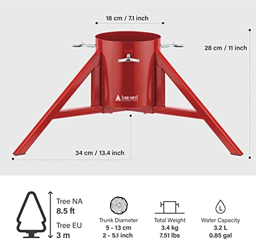 Tree Nest Christmas Tree Stand Base Tree Holder Modern Design for 8.5ft Real Trees Steel Stable for Xmas Tree Decoration Geometric (Medium, Red) - Image 6