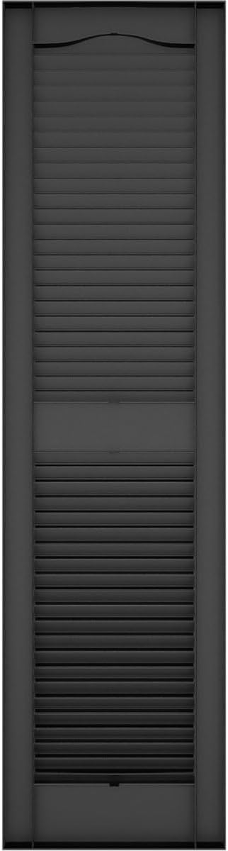 Ekena Millwork Lifetime Vinyl LL1S12X02500BL Standard Cathedral Top Center Mullion, Open Louver Vinyl Shutters, w/Installation Shutter-Lok's & Matching Screws (Per Pair), 12"W x 25"H, Black
