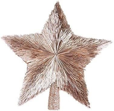 Luxury Christmas Tree Topper Handmade Star Xmas Tree Decoration Unique Stars Light Pink Gold Toppers Indoor Decorations Outdoor Ornaments (Rose, M (8 inches)) - Image 3