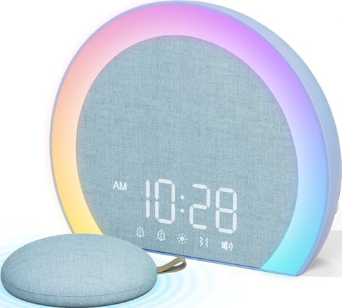 ANJANK Super Loud Alarm Clock with Wireless Bed Shaker, Vibrating Dual Alarm with Light Wake Up for Heavy Sleepers & Hearing Impaired, 9-Color Night Light, 8 Sounds, 0-100% Dimmer, USB Charger by ANJANK