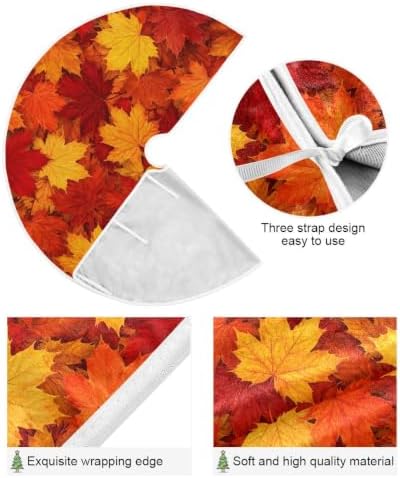 SUABO Maple Autumn Leaves Christmas Tree Skirt 48 Inch,Fall Tree Skirt Xmas Tree Floor Door Mat for Thanksgiving Party Decoration Decor Home Indoor Outdoor - Image 2