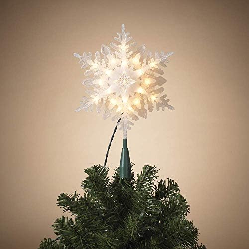 Gerson 2618860 Electric Lighted Glitter Snowflake Tree Topper with 20 Lights 9.25" L by GERSON