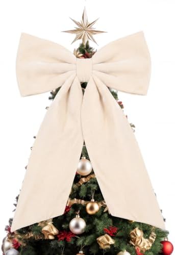 HunnmingRe 20 x 30 Inches Cream Large Velvet Bow Decor Giant Bow Party Decorations for Wall Backdrop Wedding Bridal Shower Birthday Party Room Home Wreath & Door Hanging Decorations by HunnmingRe