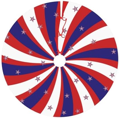 Patriotic Pinwheel Design Star Flag Christmas Tree Skirt 48" for Xmas Halloween New Year Holiday Party Home Tree Mat Decor Ornaments Decoration - Image 6