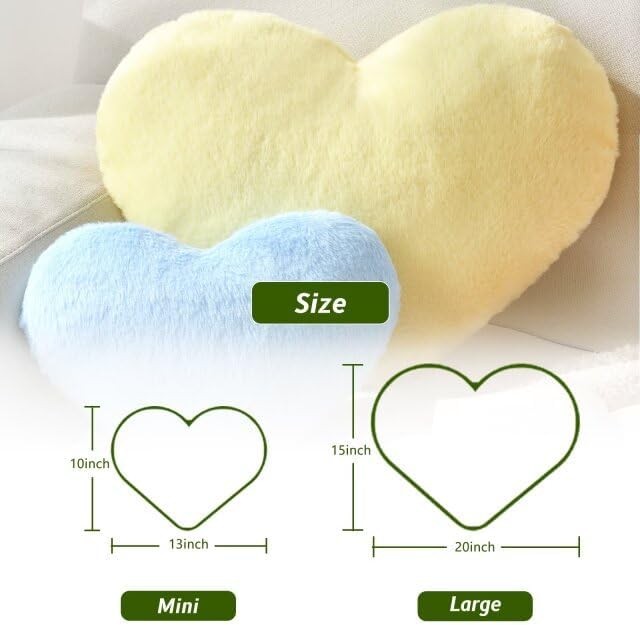 Heart Pillow White Throw Pillows Decorative Pillows for Bed Couch Cute Faux Rabbit Fur Small Pillow for Women Valentine Anniversary Fall Halloween Christmas Home Decor (Medium, 20"x15")