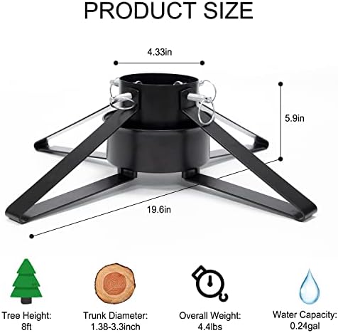 Christmas Tree Stand for Live Tree, Adjustable Metal Tree Holder for Real Christmas Tree Fits up to 8 Ft, Heavy Duty Christmas Tree Stand Base for Xmas Tree Decoration 1.38 to 3.3 inch Trunk Diameter - Image 2