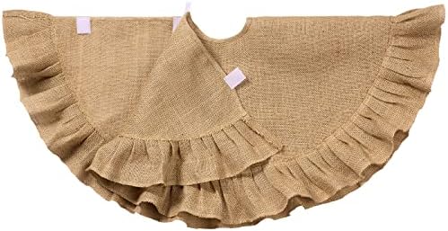 Tatuo 19.7" Christmas Tree Skirt Decor, Ruffled Burlap Tree Skirt, Linen - Image 4
