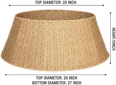 27in Farmhouse Christmas Tree Collar - Tree Basket - Natural Woven - Base Cover for Christmas Tree - Tree Skirt - Tree Ring - Image 2