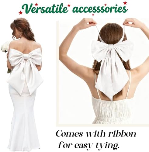 White Bow Decor as Crib Skirt 3 Pack Large White Bows Decoration 22 × 11 Inch Big Bow for Gift Coquette Party Background for Bachelorette Baby Shower Bridal Shower Wedding - Image 4