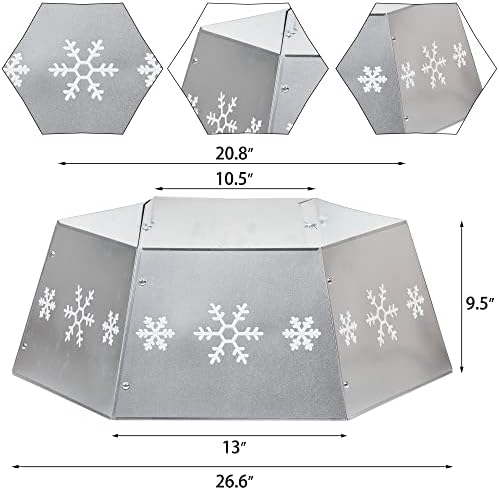FORUP Metal Christmas Tree Ring with Printed Snowflake, Tree Skirt Base Stand for Tree Decorations (Silver) - Image 2