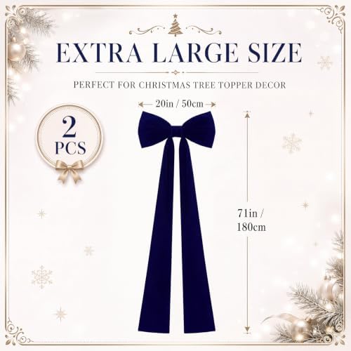 Knitgrip 1 Pack 20x71 in Christmas Large Velvet Bows, Royal Blue - Image 2