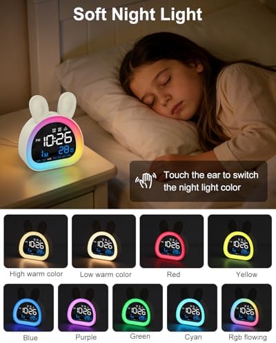 Alarm Clock for Kids, Ok to Wake Up Clock with 9 Color Night Light, Dual Alarms, 5 Level Volume & Brightness Adjustment, 6 Ringtones, Bedroom Alarm Clock for Toddlers, Teens, Girls Gifts - Image 3