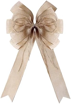 Burlap Wreaths Bows Large Jute Door Bows Christmas Tree Topper for Wedding Holiday Birthday Decoration by Lamantery