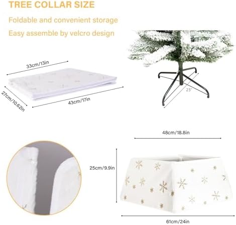 Christmas Tree Collars for Atificial Trees, 24 Inch Snowflake Christmas Skirt, Base Cover,Holiday Home Decor Ring (Snow White, Medium) - Image 6