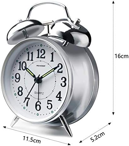 Peakeep Retro 4.5 inches Battery Operated Twin Bell Loud Alarm Clock | for Heavy Sleepers Adults, Old Fashioned Back to 80?€?s for Bedroom Desk Living Room Kids' Room Decoration (Silver) - Image 6
