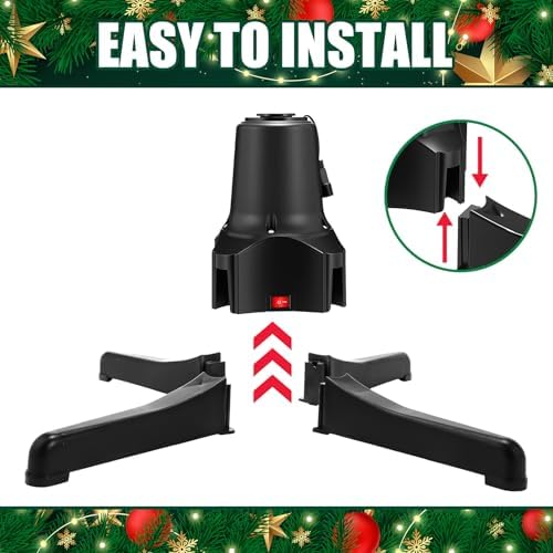Hortsun 360 Degree Rotating Christmas Tree Stand with 30'' Mat Electric Revolving Base Stand Holder for up to 7.5ft Spinning Xmas Tree with Built-in Electrical Outlet and 2 Settings Trunk Diameter - Image 6