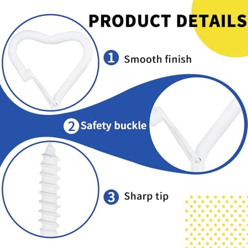 10 Pack Heart Shaped Screw Hooks for Hanging Plants, Ceiling Hooks - Image 2